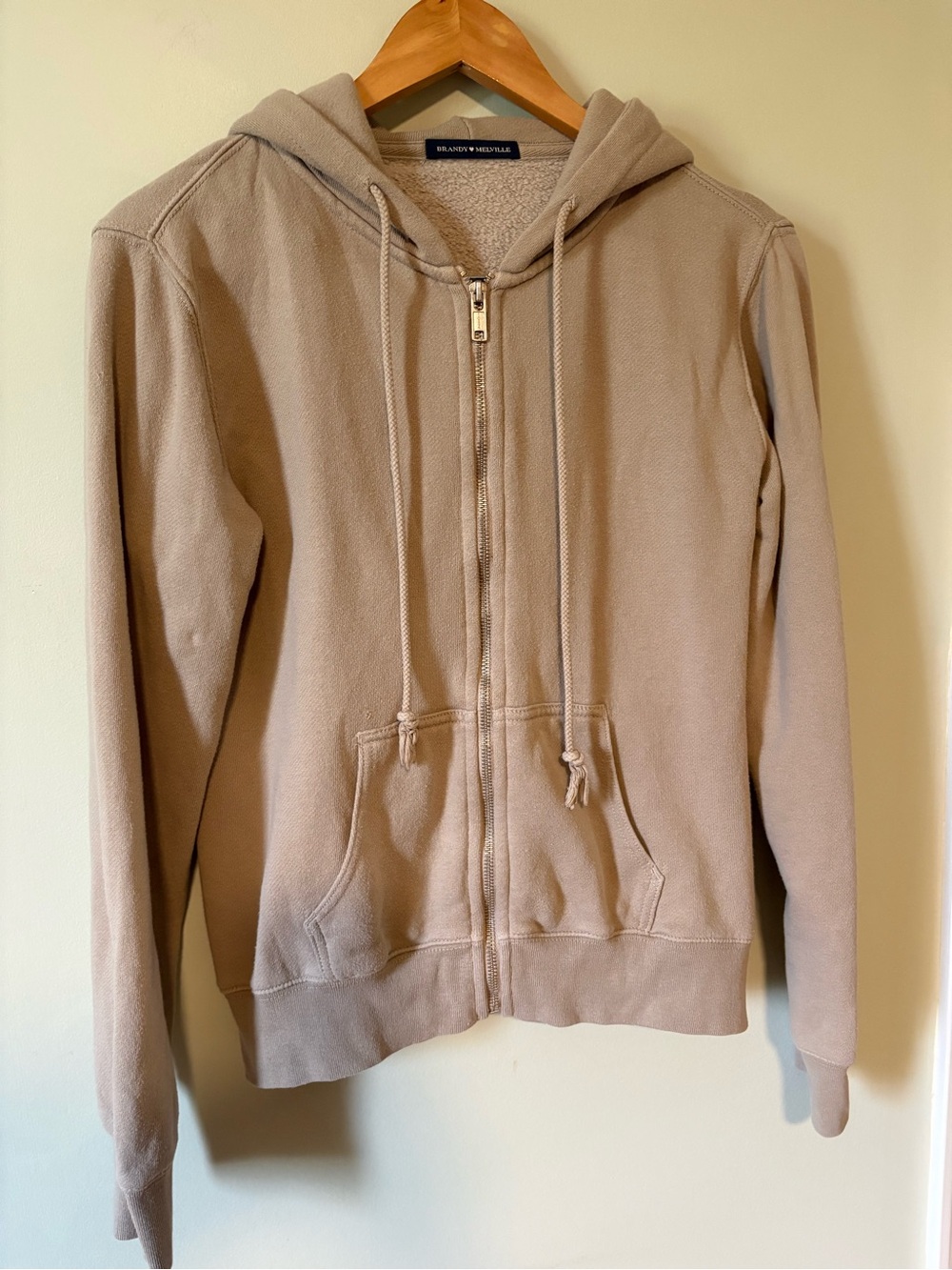 Brandy Melville Hoodie Sweatshirt Jacket Beige